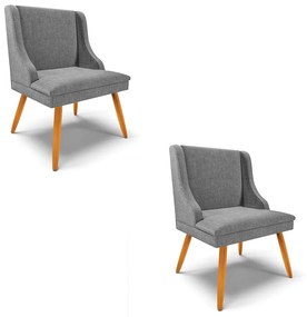 Kit 2 Cadeiras de Jantar Liz Linho Pés Palito Castanho D03 - D'Rossi  - A26 Gafite