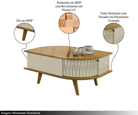 Mesa de Centro Decorativa Marion MDP 2 Portas Deslizantes Cumaru/Opala G97 - Gran Belo