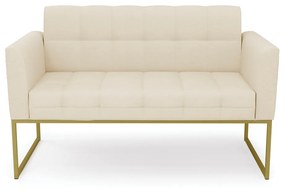 Sofá Namoradeira Elisa Linho Base Metálica Industrial Dourado - D'Rossi - A19 Bege