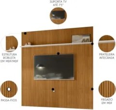 Painel Para TV 75 Polegadas 238cm André Z10 Off/Cinamomo - Mpozenato