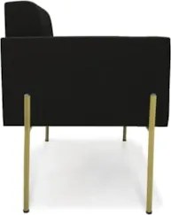 Poltrona Para Sala Pé Metal Dourado Kit 2 Ana Suede Preto - Ibiza