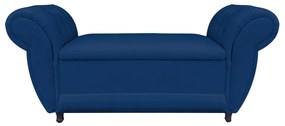 Recamier com Baú Grécia Namoradeira Calçadeira Suede - D'Rossi - Azul Marinho