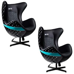 Kit 2 Poltronas Decorativas Egg Chair nº 44 Hamilton Preta G53 - Gran Belo