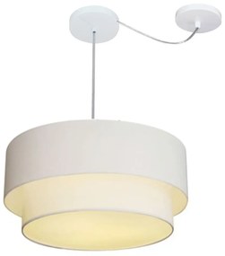 Lustre Pendente Cilíndrico Com Desvio Branco MJ-4361 Para Mesa de Jantar e Estar