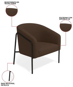 Poltrona Sala Industrial Alta Preto Stella Suede D03 - D'Rossi - Marrom