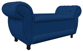 Recamier com Baú Grécia Namoradeira Calçadeira Suede - D'Rossi - Azul Marinho