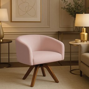 Poltrona Sala Base Giratória Madeira Arielle Bouclê D03 - D'Rossi - Rose