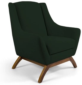 Poltrona Decorativa Sala de Estar Base de Madeira Naomi Veludo Verde Musgo G15 - Gran Belo