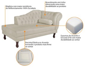 Diva Recamier Diana 160cm Lado Esquerdo Linho - ADJ Decor
