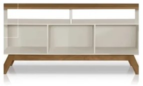 Rack Para TV Amsterdã Off White Com Madeira - Tebarrot Móveis