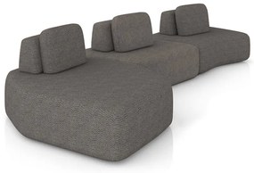 Sofá 3 Lugares Orgânico com Chaise e  2 Módulos Berlim Bouclê Gf K01 - D'Rossi - Grafite
