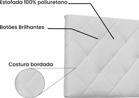 Painel Tânia Para Cama Box Queen 160 cm Corino S04 - D'Rossi - Branco