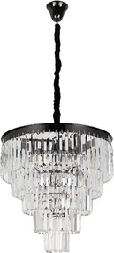 Pendente Cristal Metal Preto Cromado 55Cm Palace