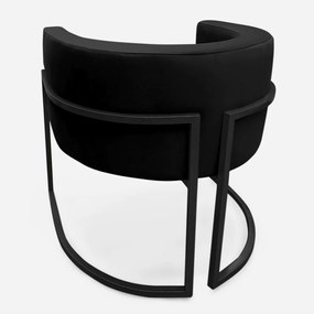 Poltrona Decorativa Base Metal Preta Luna Veludo Preto - Sheep Estofados - Preto