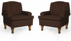 Conjunto 2 Poltrona Vovó Lucy Decorativa Luxo Suede Marrom