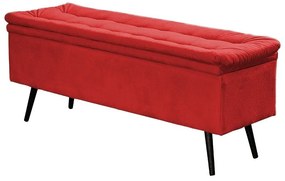 Cabeceira com Calçadeira Baú Casal 140cm Conforto Suede Vermelho - Sheep Estofados