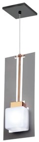 Pendente Vidro Quadrado Corte Laiser 15,5X09X39Cm Metal E Cubo Vidro 0... (GRAFITE / COBRE FOSCO, FOSCO (BRANCO))