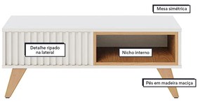 Mesa de Centro Para Sala Retangular 1 Nicho karin C04 - D'Rossi - Off White e Freijó
