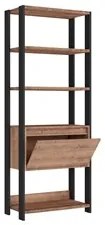 Estante Livreiro 1 Porta Estilo Industrial Chess F04 Preto/Solanum - M
