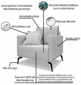 Poltrona Escritório Recepção Calypso SPZ Linho - ADJ Decor