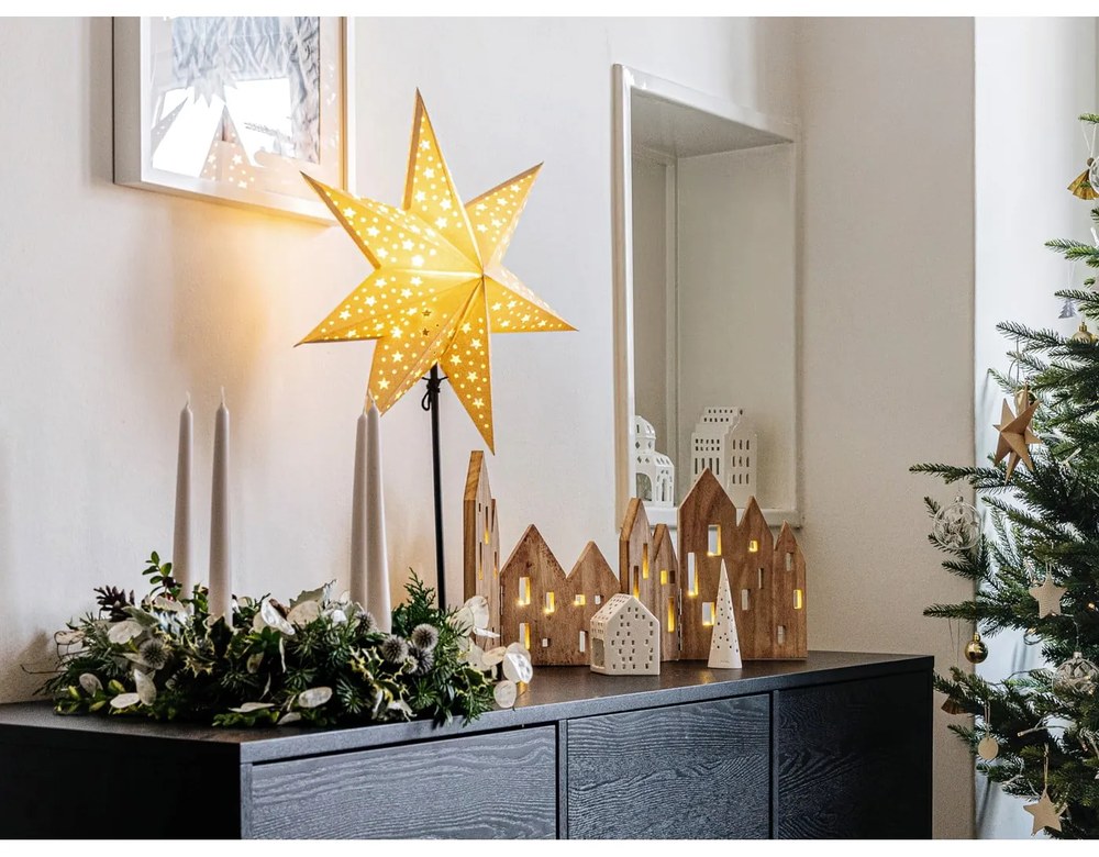 Dekoracja świetlna w kolorze złota ze świątecznym motywem ø 45 cm Glitter – Markslöjd