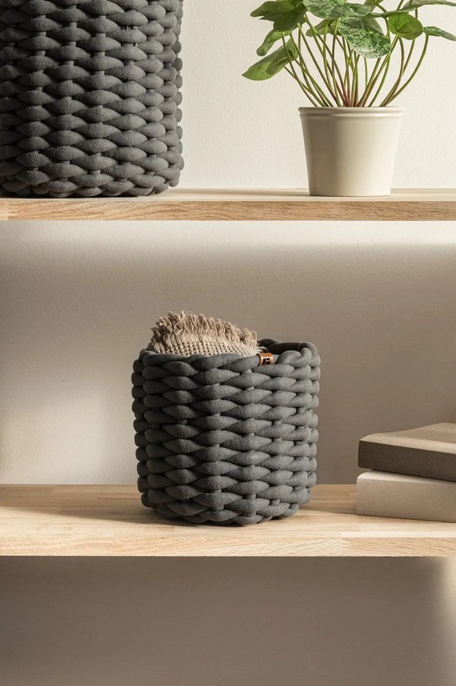 Tekstylny koszyk ø 21x17 cm Peach Skin Round S – Bigso