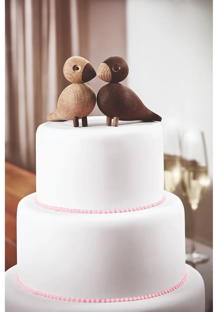 Zestaw 2 figurek z litego drewna dębowego Kay Bojesen Denmark Lovebirds