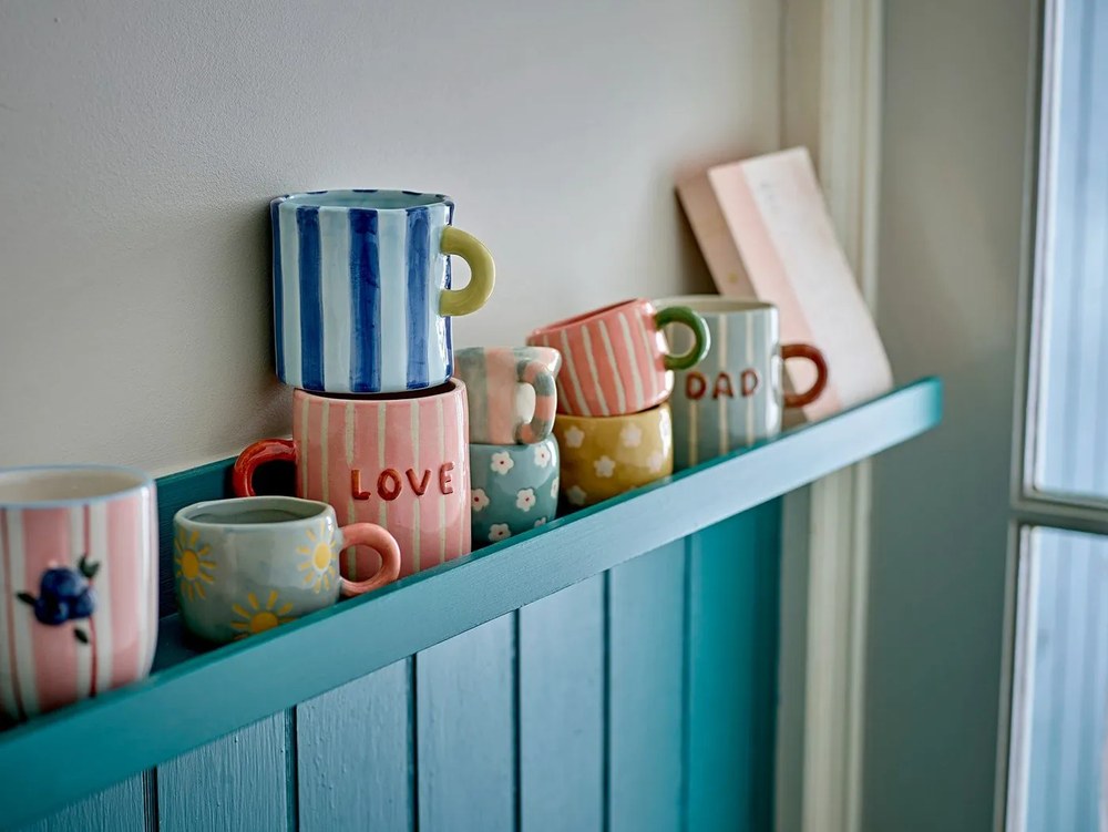 Jasnozielona/jasnoróżowa filiżanka na espresso ceramiczna 110 ml Nini – Bloomingville