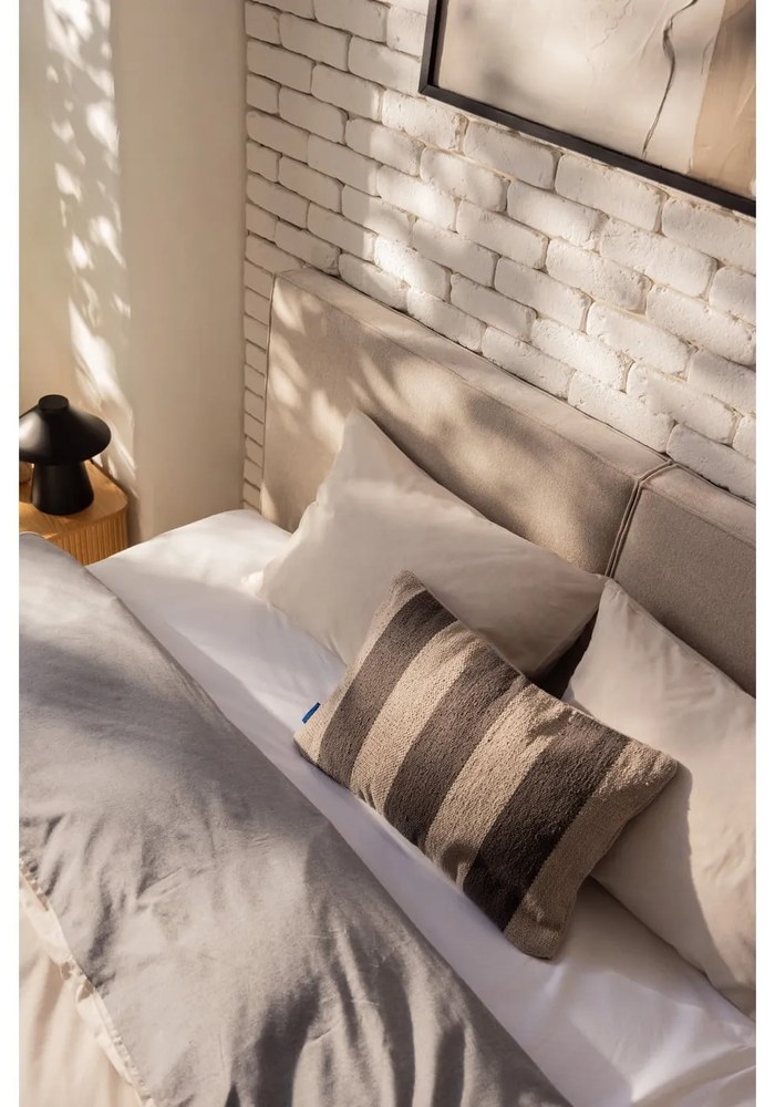 Szaro-beżowa pościel dwuosobowa z bawełny renforcé z prześcieradłem 4-częściowa 200x220 cm – Mila Home