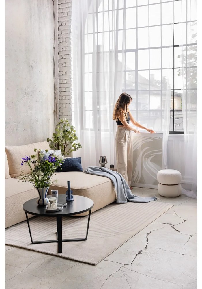 Biały puf z materiału bouclé Milford – House Nordic
