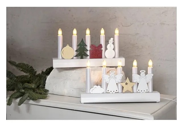 Biały świecznik LED Star Trading Julia, wys. 15 cm