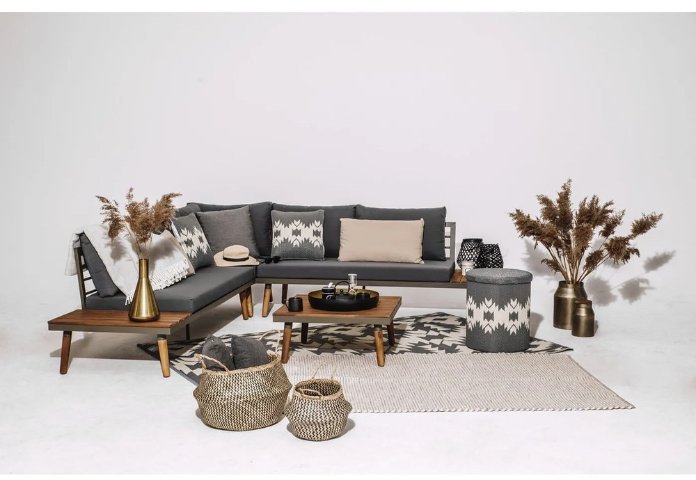 Szara sofa ogrodowa z konstrukcją z drewna akacji Bonami Selection Lustio