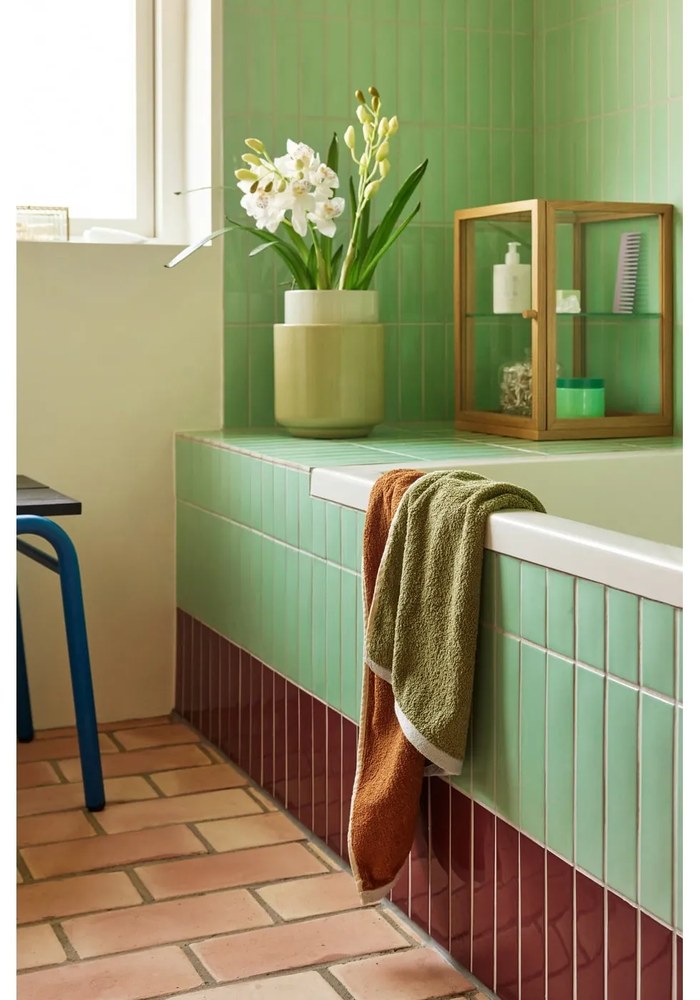 Brązowy bawełniany ręcznik kąpielowy frotte 70x140 cm Block – Hübsch