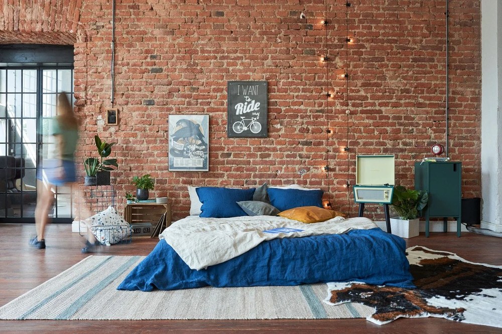 Zestaw 3 niebieskich koszyków Hübsch Wire Azul