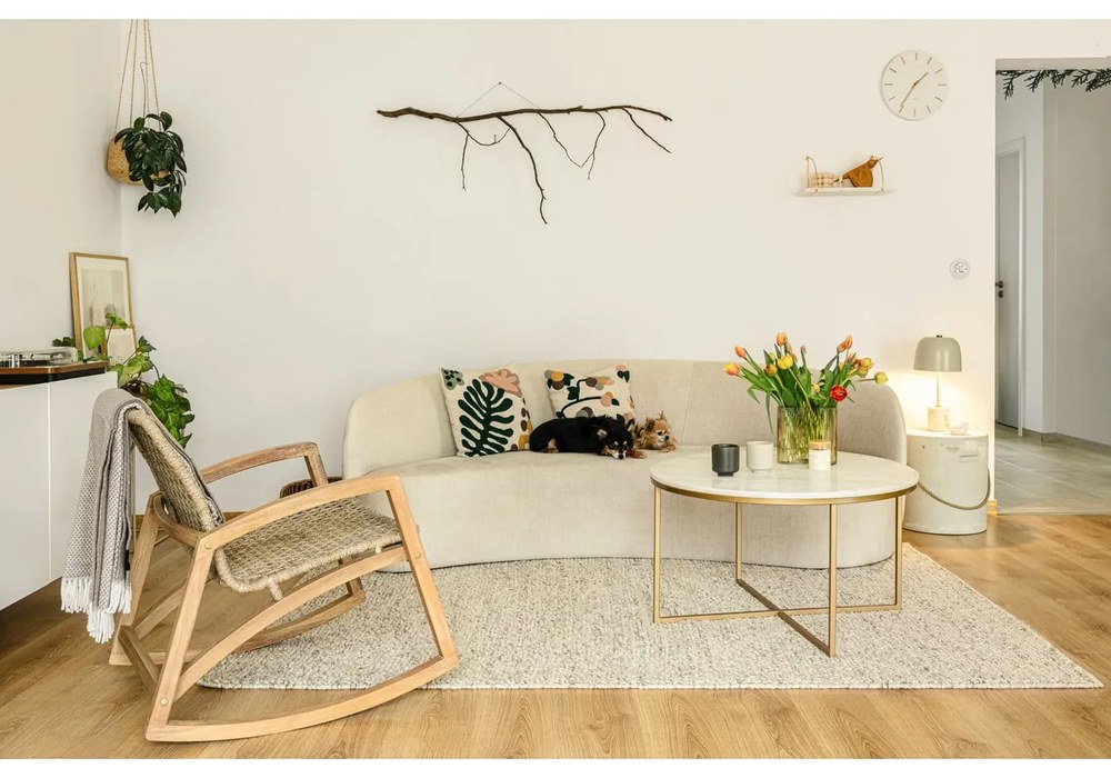Biało-naturalna niska komoda w dekorze dębu 165x78 cm Arista – Teulat