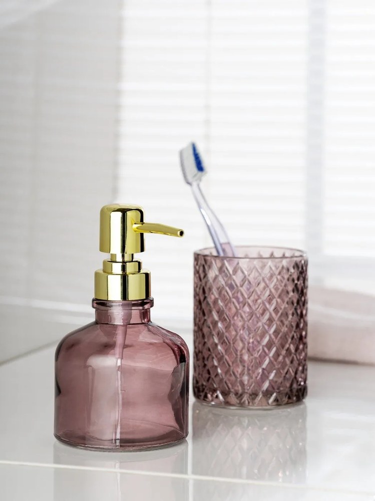 Ciemnoróżowy szklany dozownik do mydła 200 ml Atessa – Wenko