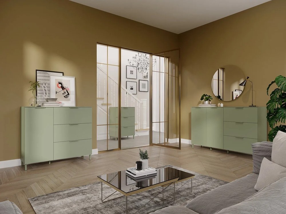 Zielona komoda z matowym wykończeniem 151x98x40 cm Savoca – Germania