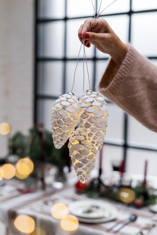 Biała wisząca świąteczna dekoracja świetlna ø 7 cm Celina – Sirius