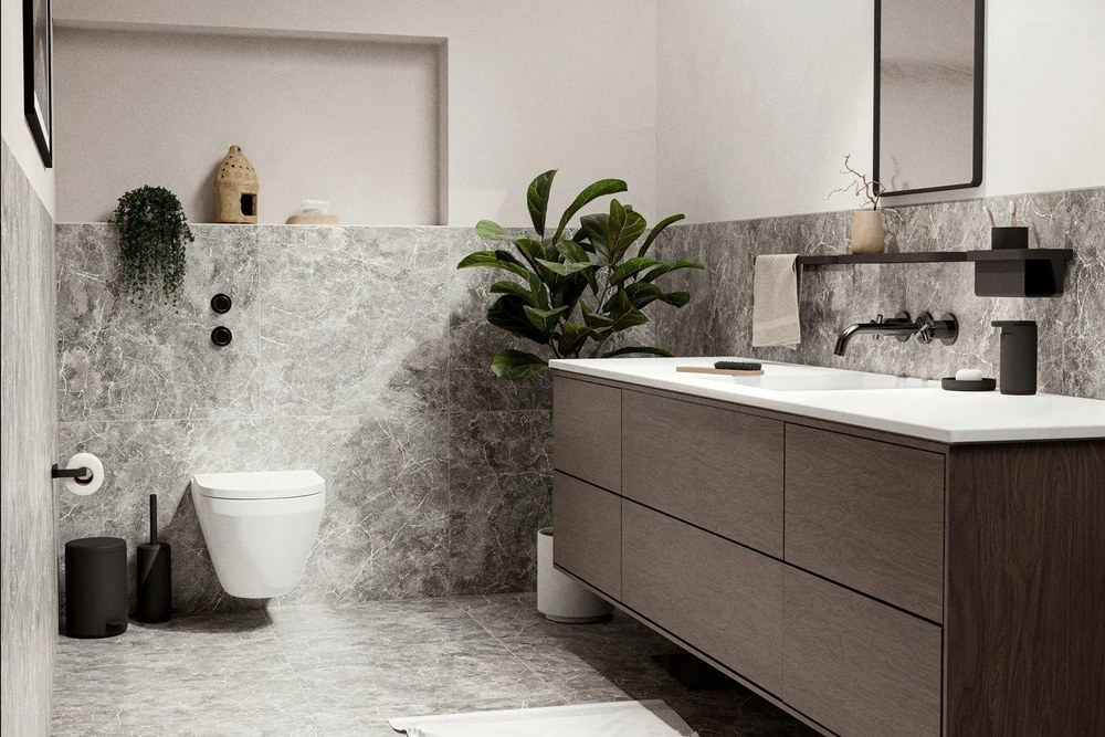 Czarna półka łazienkowa Rim − Zone