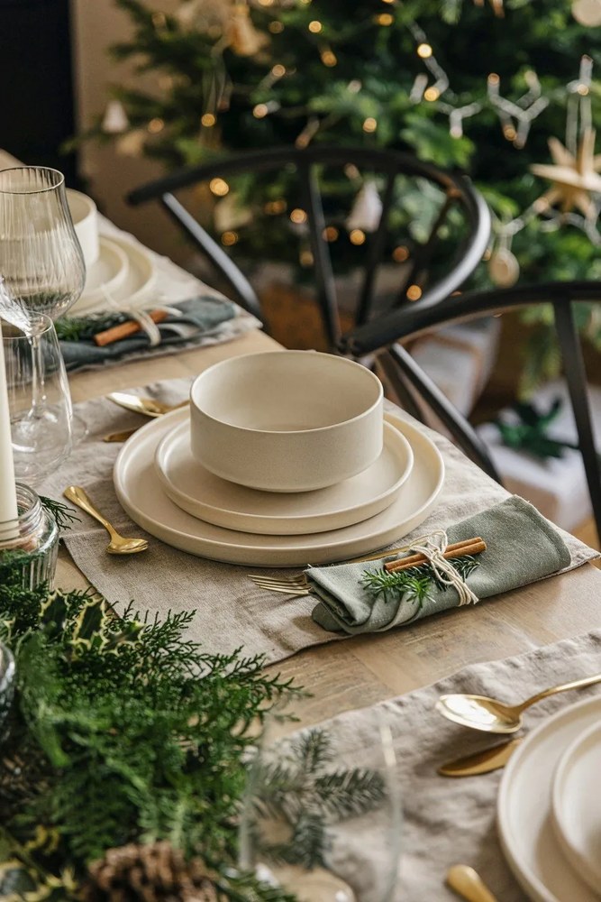 18-częściowy zestaw kremowych naczyń z kamionki Bonami Selection Malia