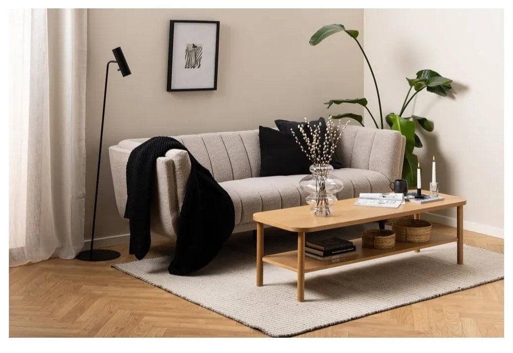 Beżowa sofa z materiału bouclé 218 cm Tampa – Actona