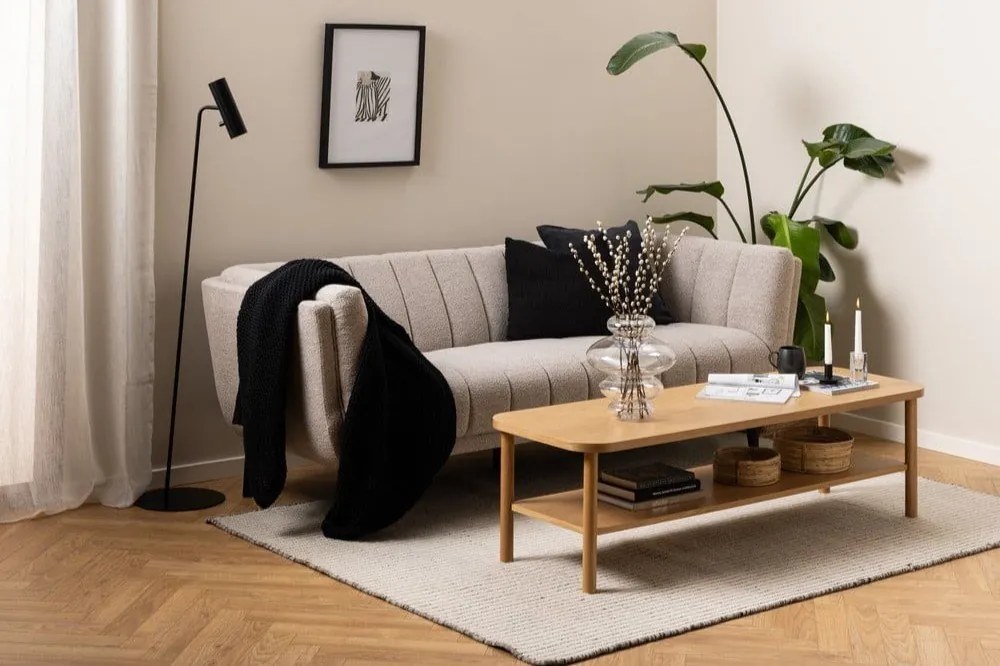 Beżowa sofa z materiału bouclé 218 cm Tampa – Actona