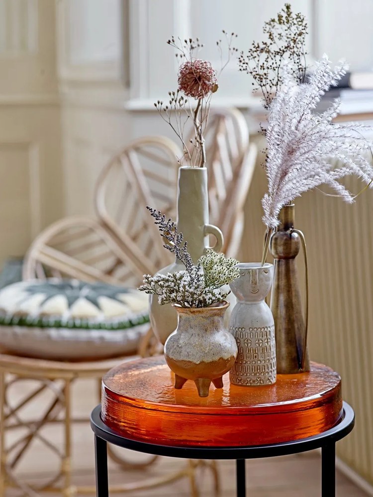 Biały wazon z kamionki Bloomingville Geometric