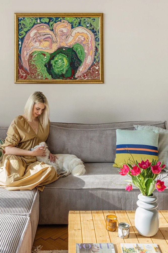 Jasnoszary sztruksowy rozkładany narożnik (strona zmienna) Nihad – Bobochic Paris