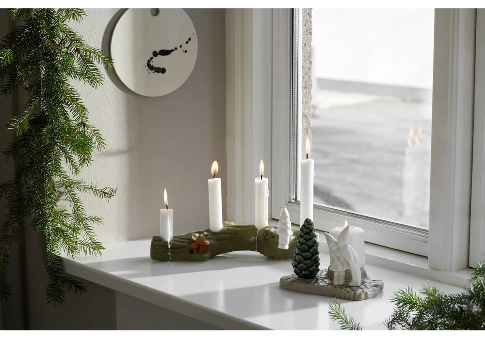 Świąteczny kamionkowy świecznik Kähler Design Christmas Kiss, dł. 17 cm