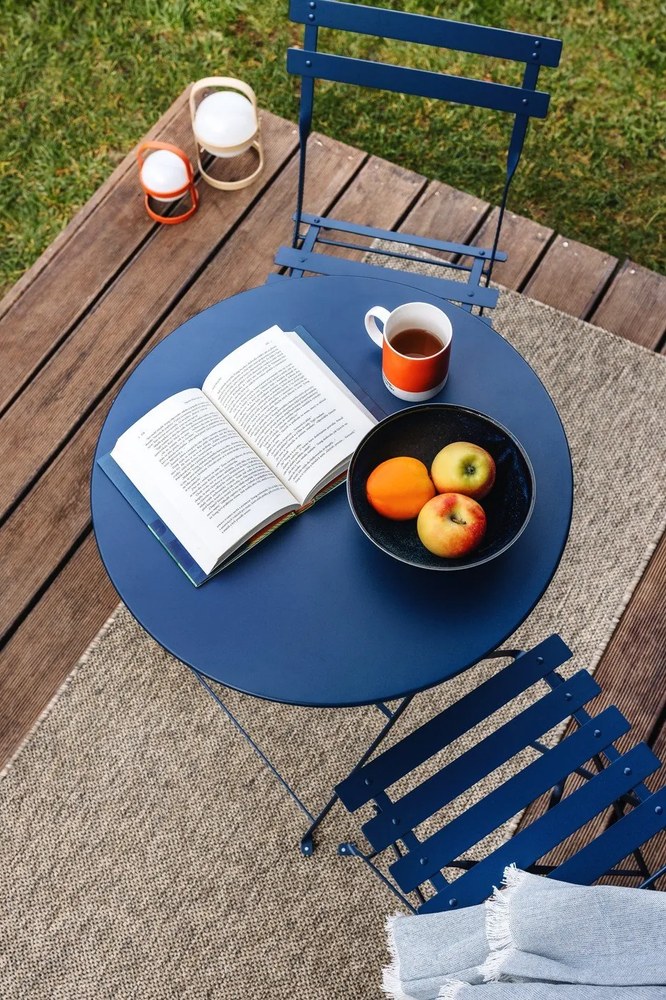 Niebieski pled z domieszką bawełny Euromant Summer Linen, 140x180 cm