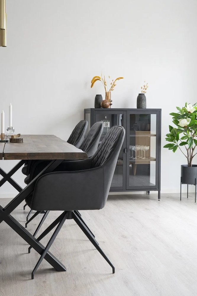 Czarny tapicerowany fotel jadalniany Harbo – House Nordic