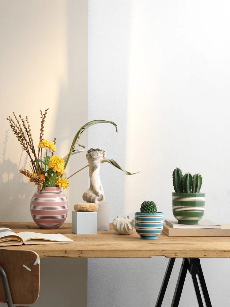 Biało-niebieska ceramiczna doniczka Kähler Design, ø 12 cm