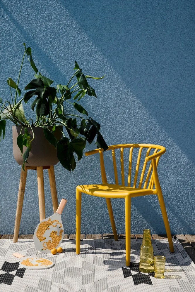 Żółta szklana karafka ze szklanką, 800 ml