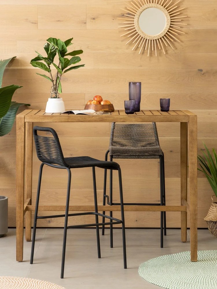 Czarny hoker ze stalową konstrukcją Kave Home Glenville, wys. 74 cm